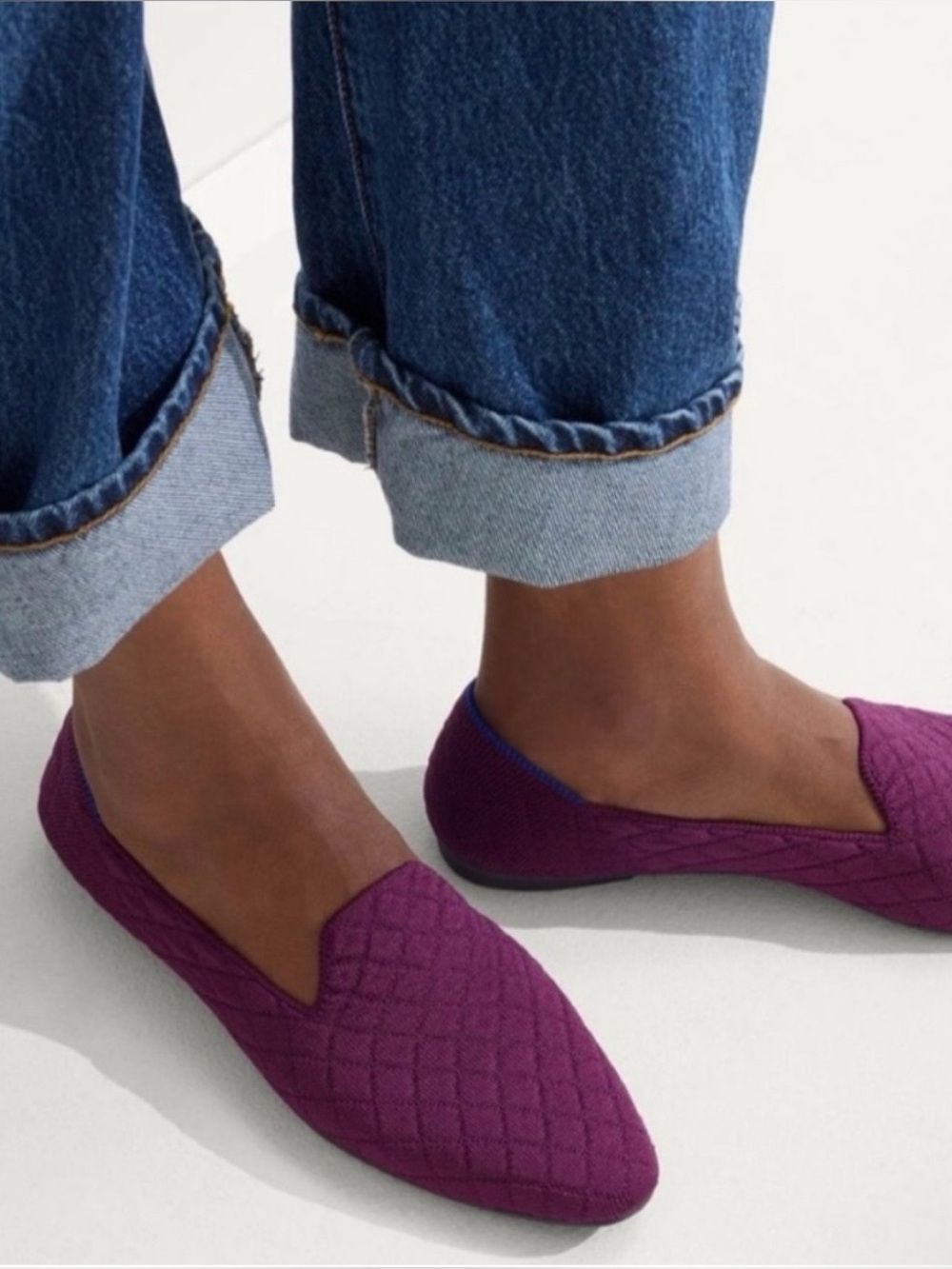 Rothys NWOT The Almond Loafers Quilted Flats in Plum Sz 12.5